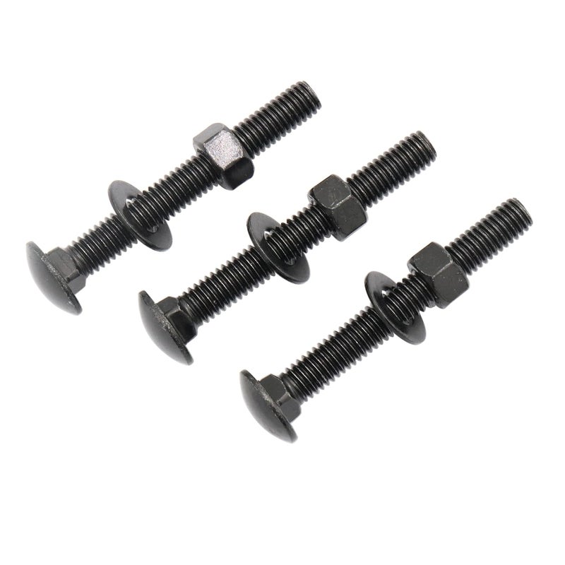 SCXCLY 8 Sets Carriage Bolts Screws, (3/8-16 x 3) Round Head, Square Neck, with (Hex Nuts & Flat Washers), 304 Stainless Steel, Galvanizing (Black) - Image 1